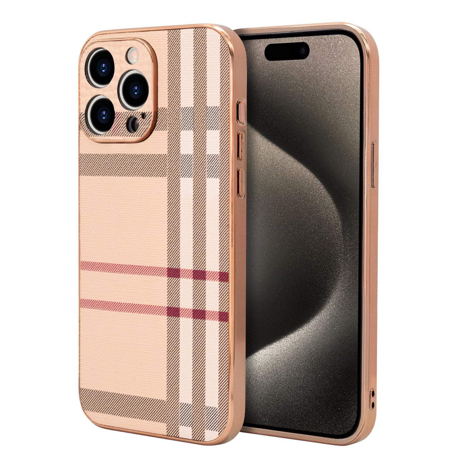 Phone Case for Apple iPhone 15 Pro Max, Fashion Leather Designer Phone Case, Soft TPU Drop Protec... | Amazon (US)