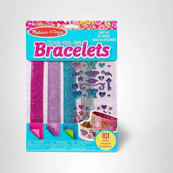 Melissa & Doug Design-Your-Own Bracelets with 100+ Sparkle Gem & Glitter Stickers, Kids Snap Brac... | Amazon (US)
