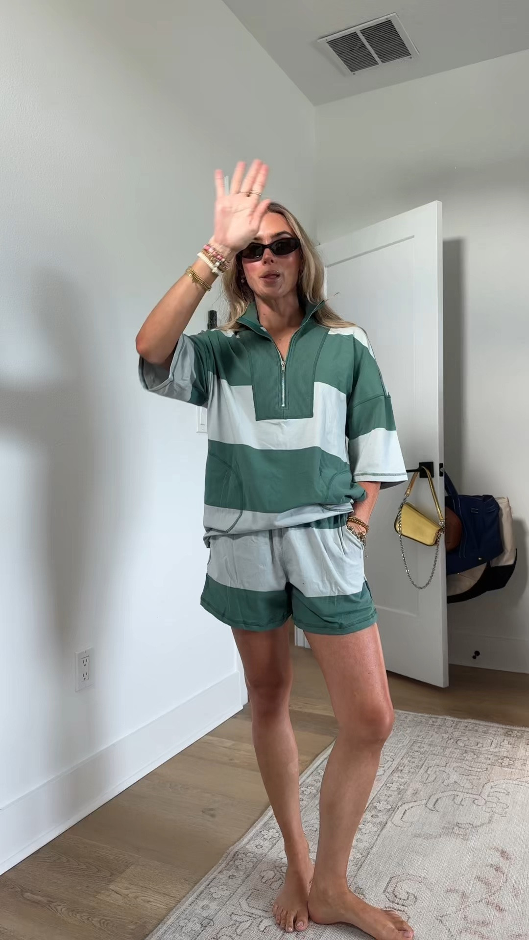 Amazon size XS Panadila Women Striped Workout Set Two Piece Outfit Tracksuit Oversized Lounge Set Top and Shorts Sets with Pockets

#LTKootd #LTKSeasonal #LTKSaleAlert