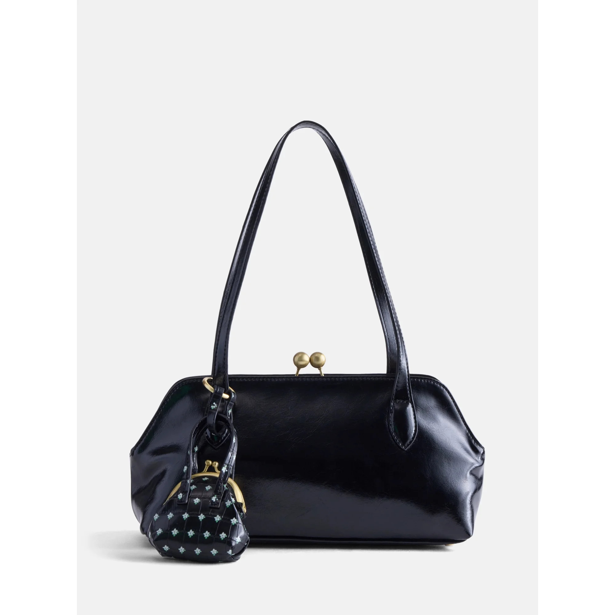 Free Assembly Women’s Shoulder Bag with Bag Charm, Black | Walmart (US)