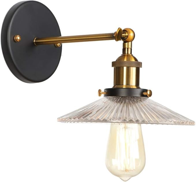 HNXNR Fashion Clear Glass Wall Sconce - Vintage Industrial Rustic Wall Mount Light Fixture - Wall... | Amazon (US)