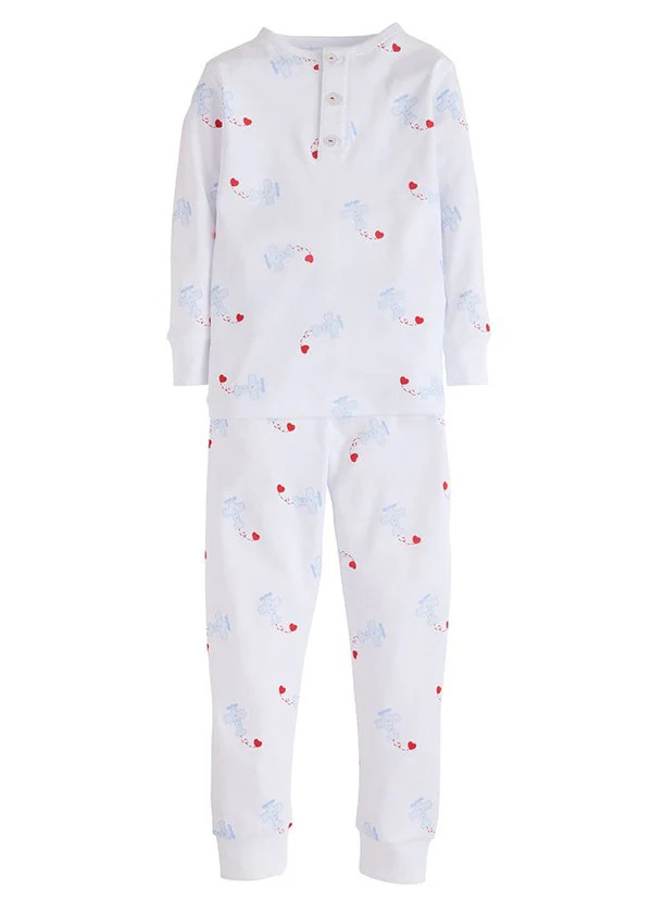 Boy Printed Jammies - Airplane & Hearts | Little English
