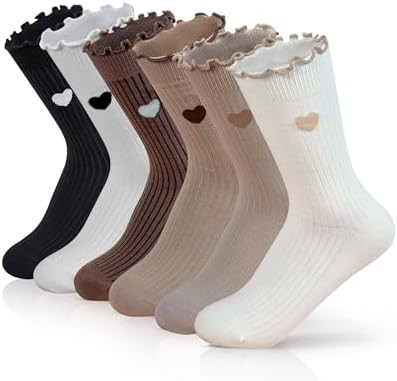 AIVEI Valentines Day Gifts for Her Ruffle Socks Woman, Frilly Cute Cozy Cotton Dress Boot Crew He... | Amazon (US)