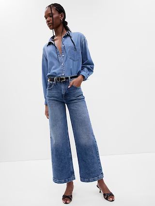 High Rise Stride Wide-Leg Ankle Jeans with Washwell | Gap (US)