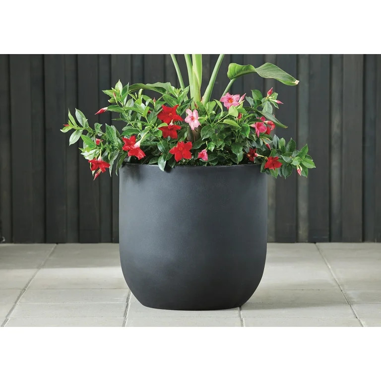 Better Homes & Gardens 18in Mosswood Resin Planter, Matte Black | Walmart (US)