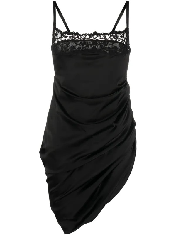 Jacquemus La Saudade Brodée Satin Minidress | Black | FARFETCH BR | Farfetch (BR)