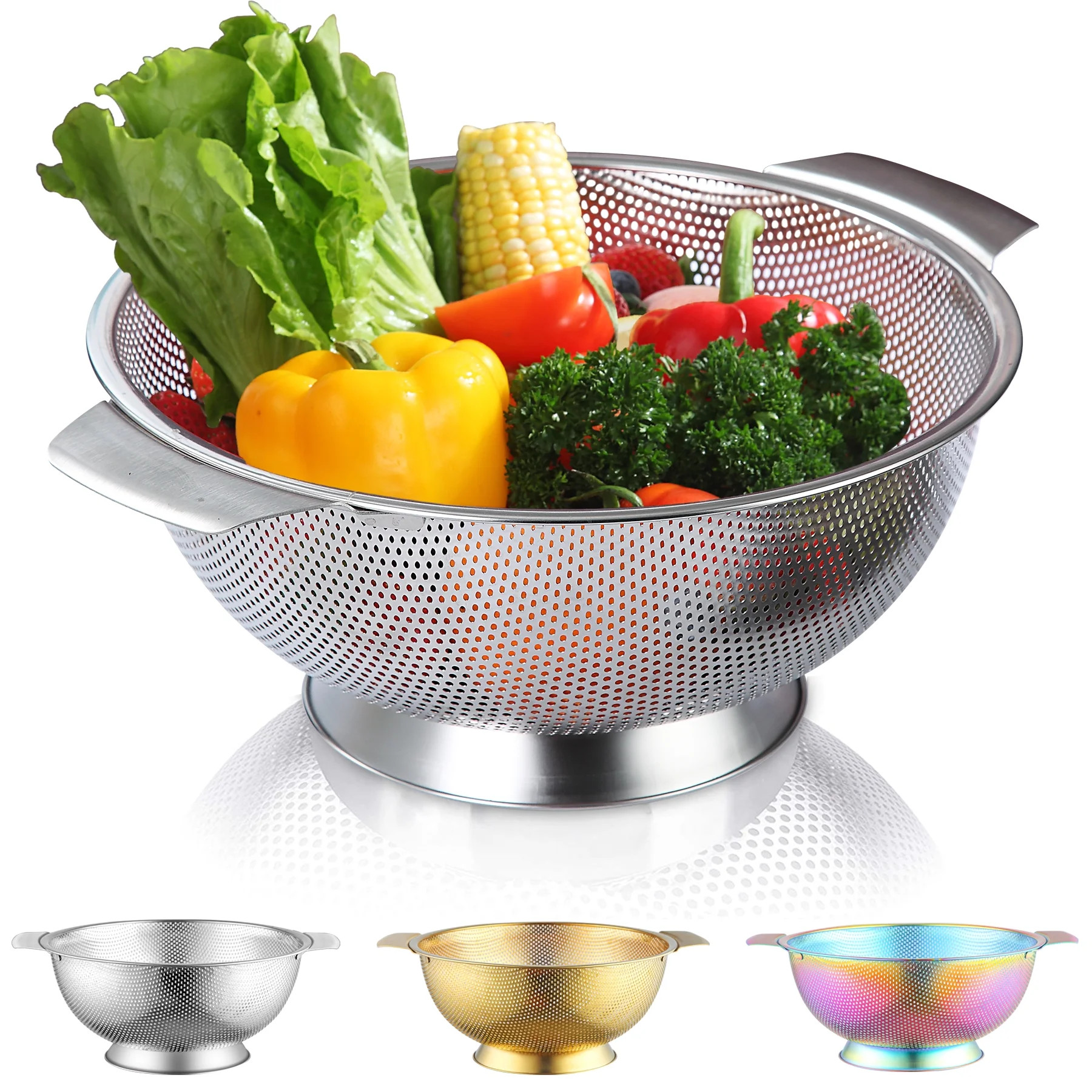 ReaNea Silver Colander 5 Quart, Stainless Steel Draining Bowl,Mesh Strainer For Kitchen and Dishw... | Walmart (US)