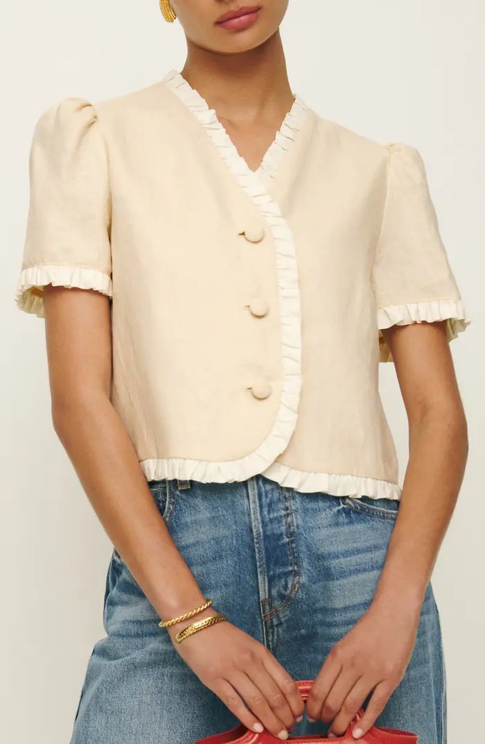 Bess Button Front Linen Top | Nordstrom