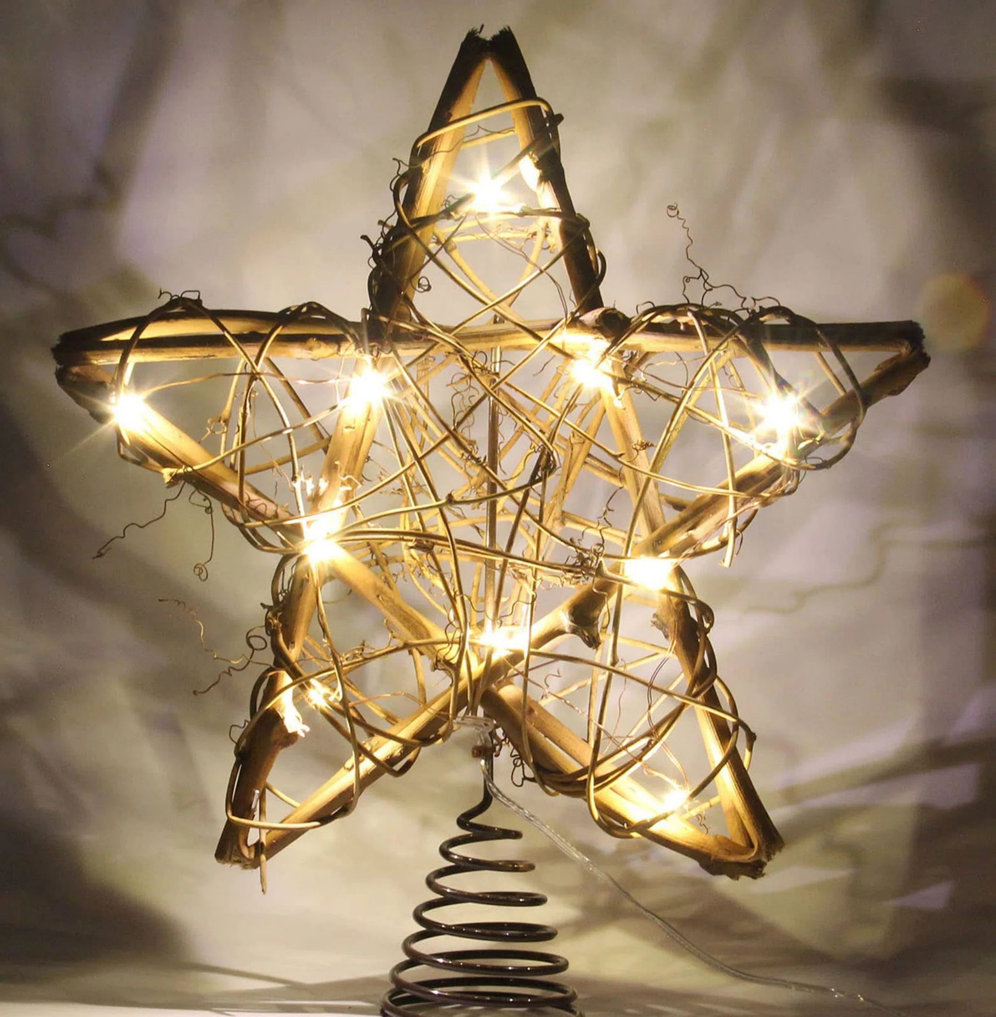 Rustic Christmas Tree Topper Star Decorations With 10 Warm Led Lights | Wayfair North America