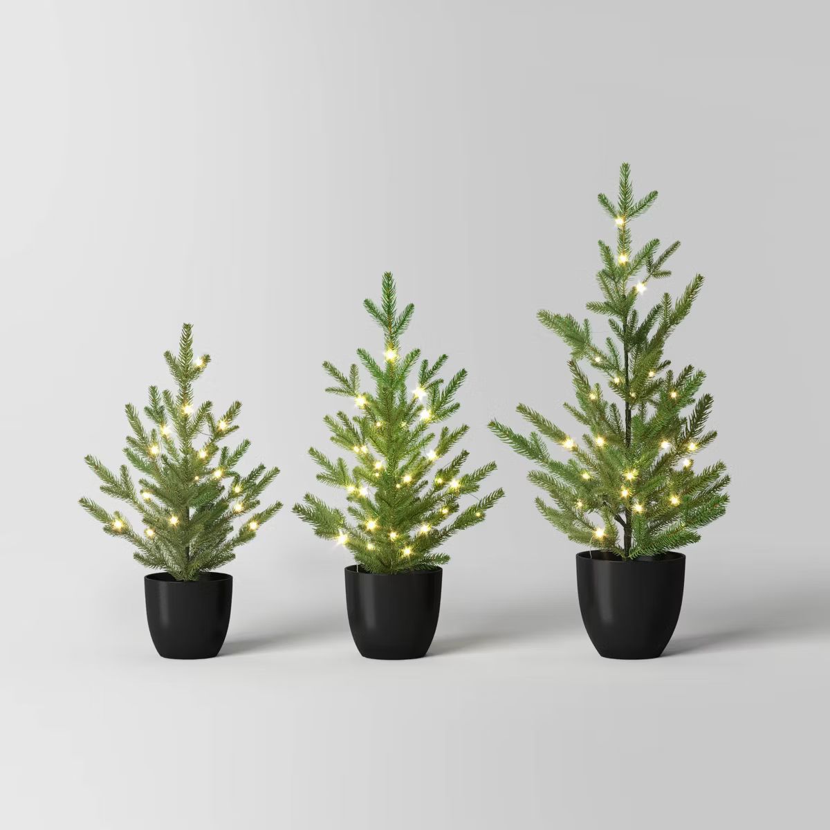 3pc Pre-lit Potted Balsam Fir Mini Artificial Christmas Tree Set Warm White Lights - Wondershop... | Target