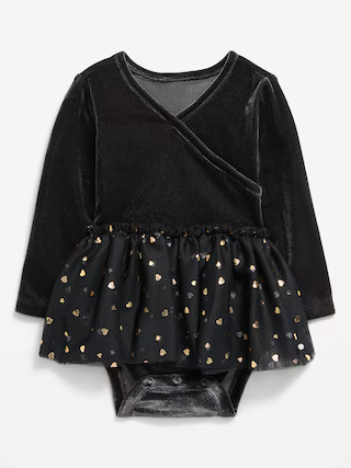 Long-Sleeve Wrap-Front Velvet Bodysuit Tutu Dress for Baby | Old Navy (US)