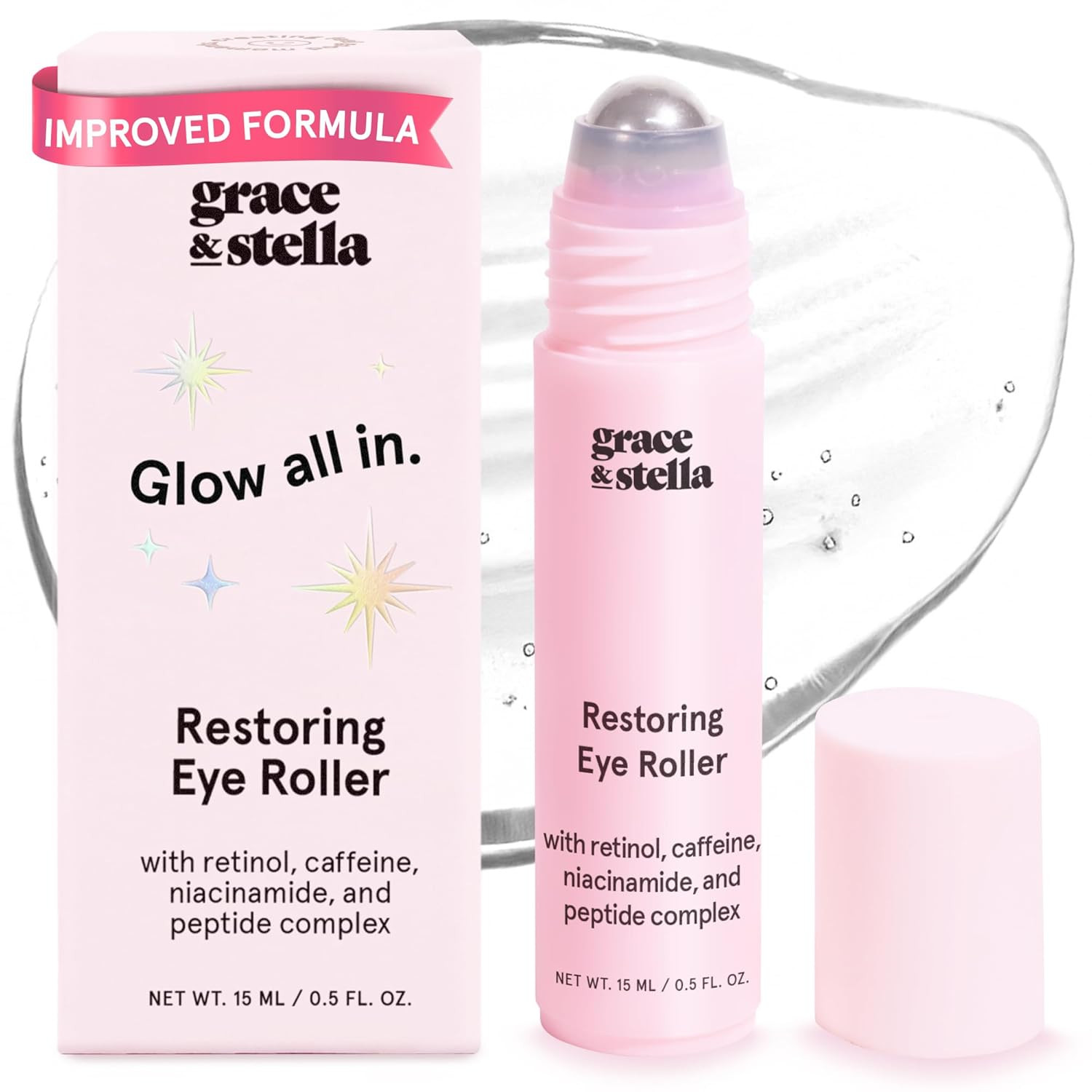 grace & stella Eye Serum Roller - Under Eye Brightener - Niacinamide, Retinol, Caffeine Eye Cream Serum - Eye Roller for Puffy Eyes, Eye Bags, Dark Circles, Wrinkles - Vegan Skincare (15ml/0.51 floz) | Amazon (US)