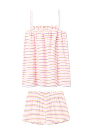 Pima Ruffle Shorts Set in Sherbet Stripe | Lake Pajamas