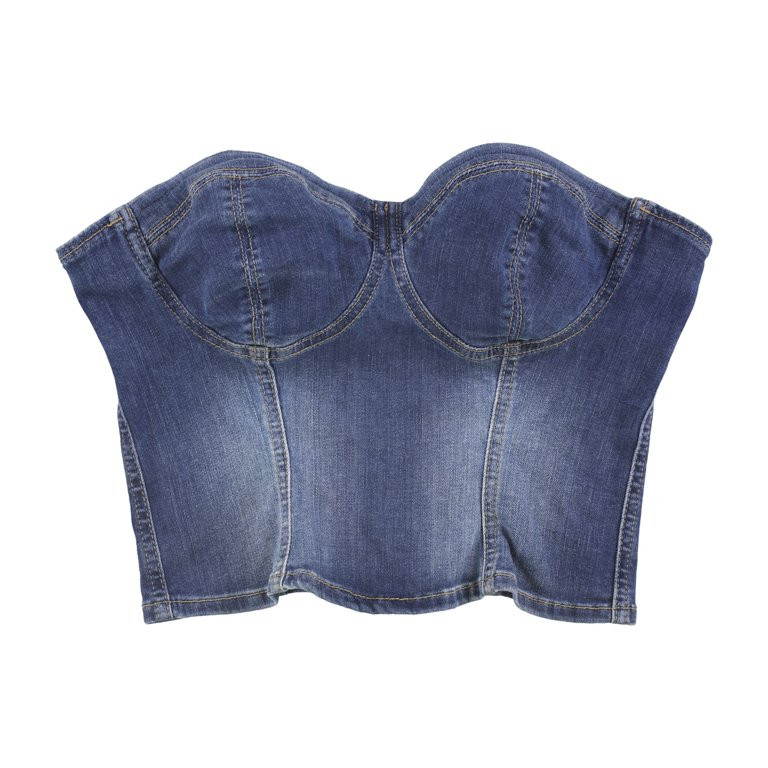 GUESS Womens Denim Bustier Blouse, Blue, Small | Walmart (US)