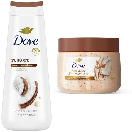 Dove Coconut Body Care Collection Body Wash & Body Scrub, 2 Count | Walmart (US)