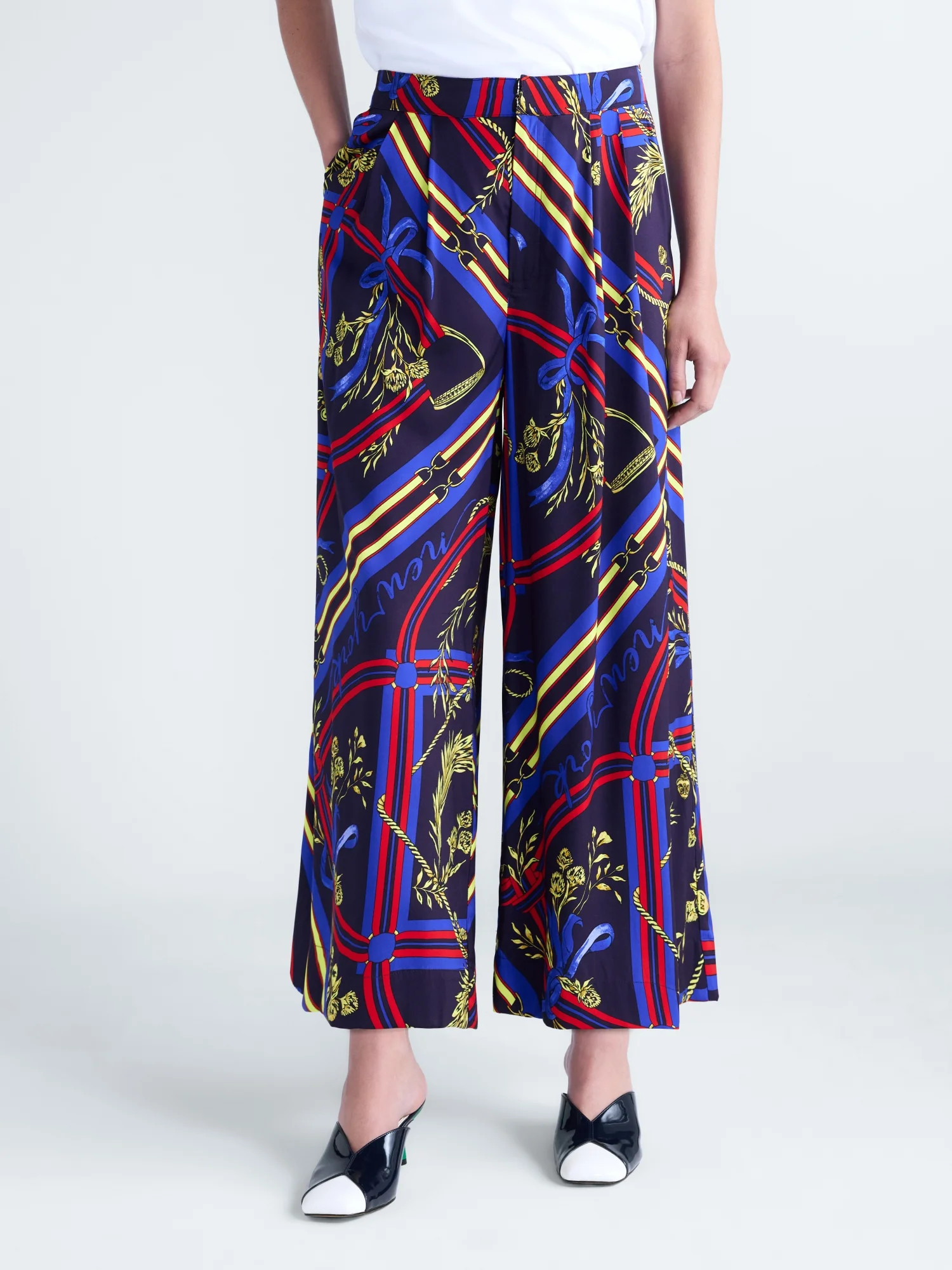 Free Assembly Women's Silk Blend Cropped Wide Leg Pants, 26" Inseam, Sizes XXS-XL | Walmart (US)
