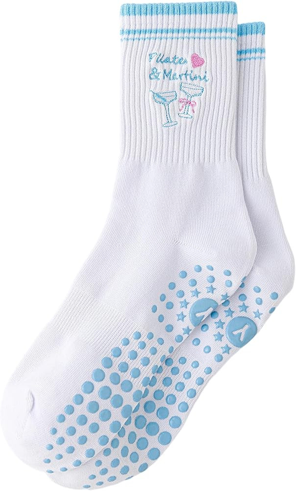 Yawlsow Pilates Grip Socks for Women Yoga Grippy Socks Cute Barre Non Skid Athletic Crew Sticky S... | Amazon (CA)