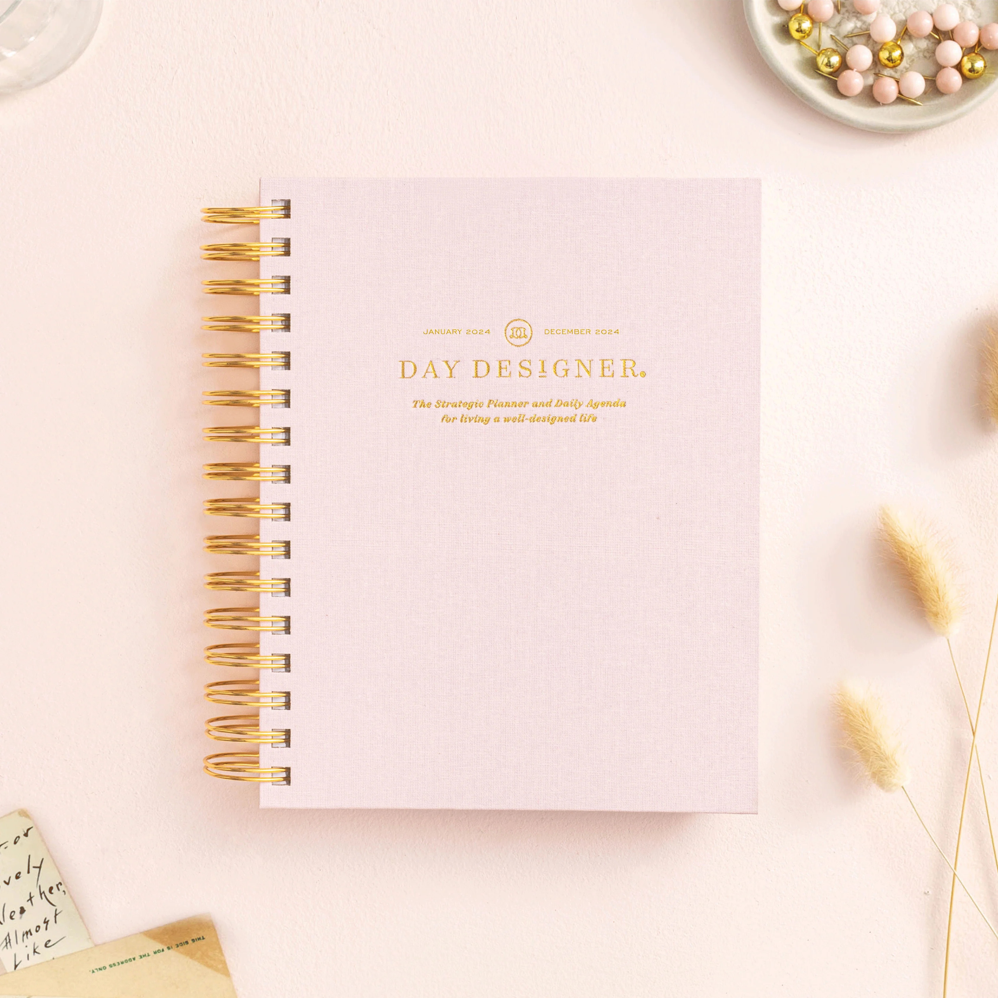 2024 Mini Daily Planner: Peony Bookcloth | Day Designer
