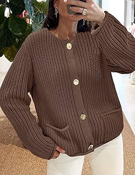PRETTYGARDEN Cardigan Sweaters for Women 2025 Trendy Oversized Knit Chunky Button Cardigans Fall ... | Amazon (US)