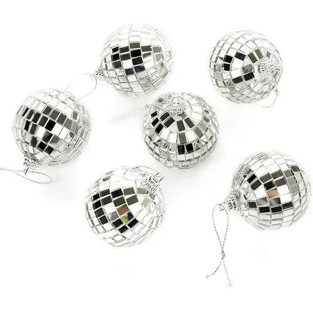 6 pcs 2 Inch Disco Ball Mirror Party Christmas Tree Ornament Decoration with Fastening Strap - Brigh | Walmart (US)
