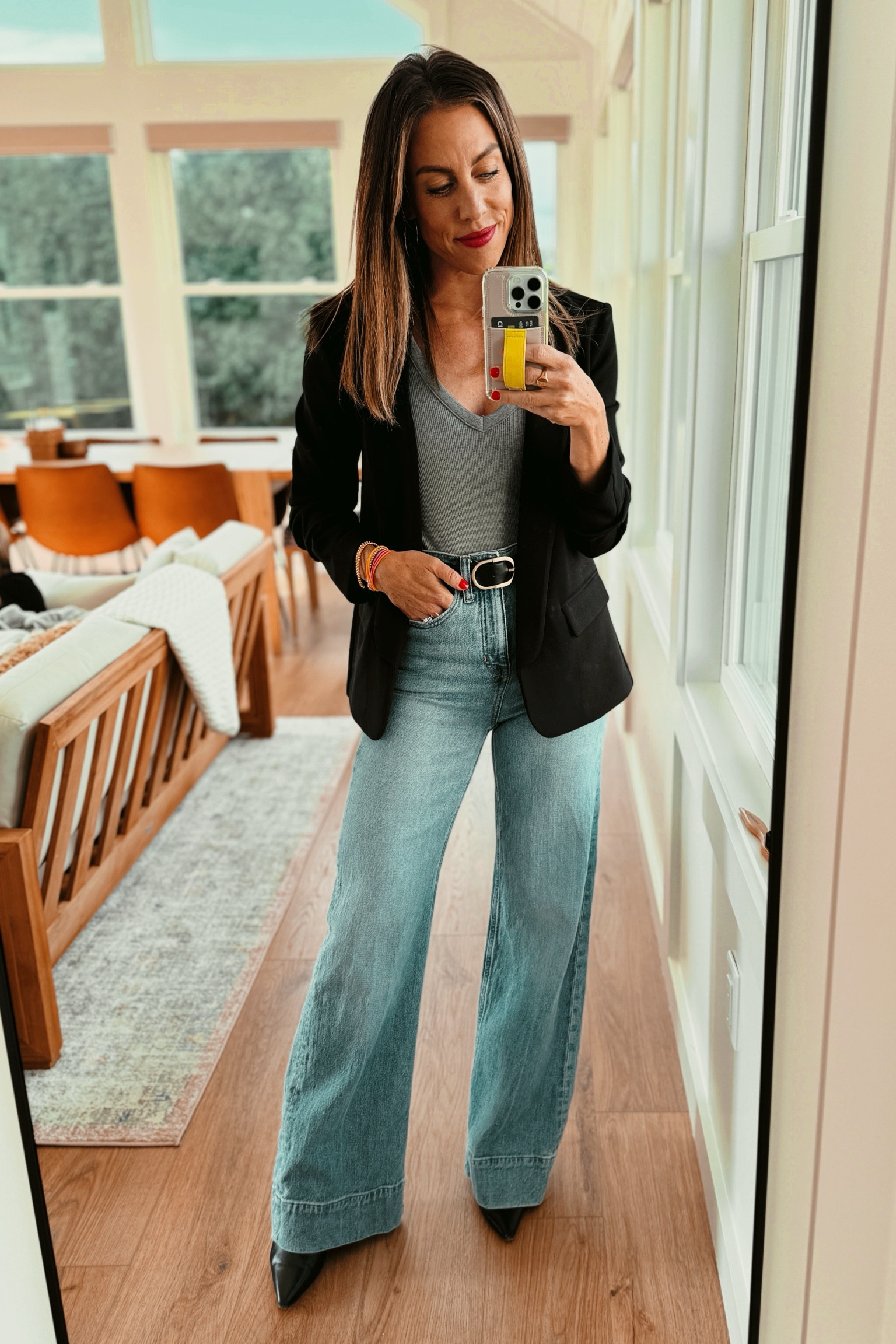 Jeans: 24 regular (size down one size)
Bodysuit: xs
Booties: fit TTs 

#LTKFindsUnder100 #LTKWorkwear #LTKSaleAlert