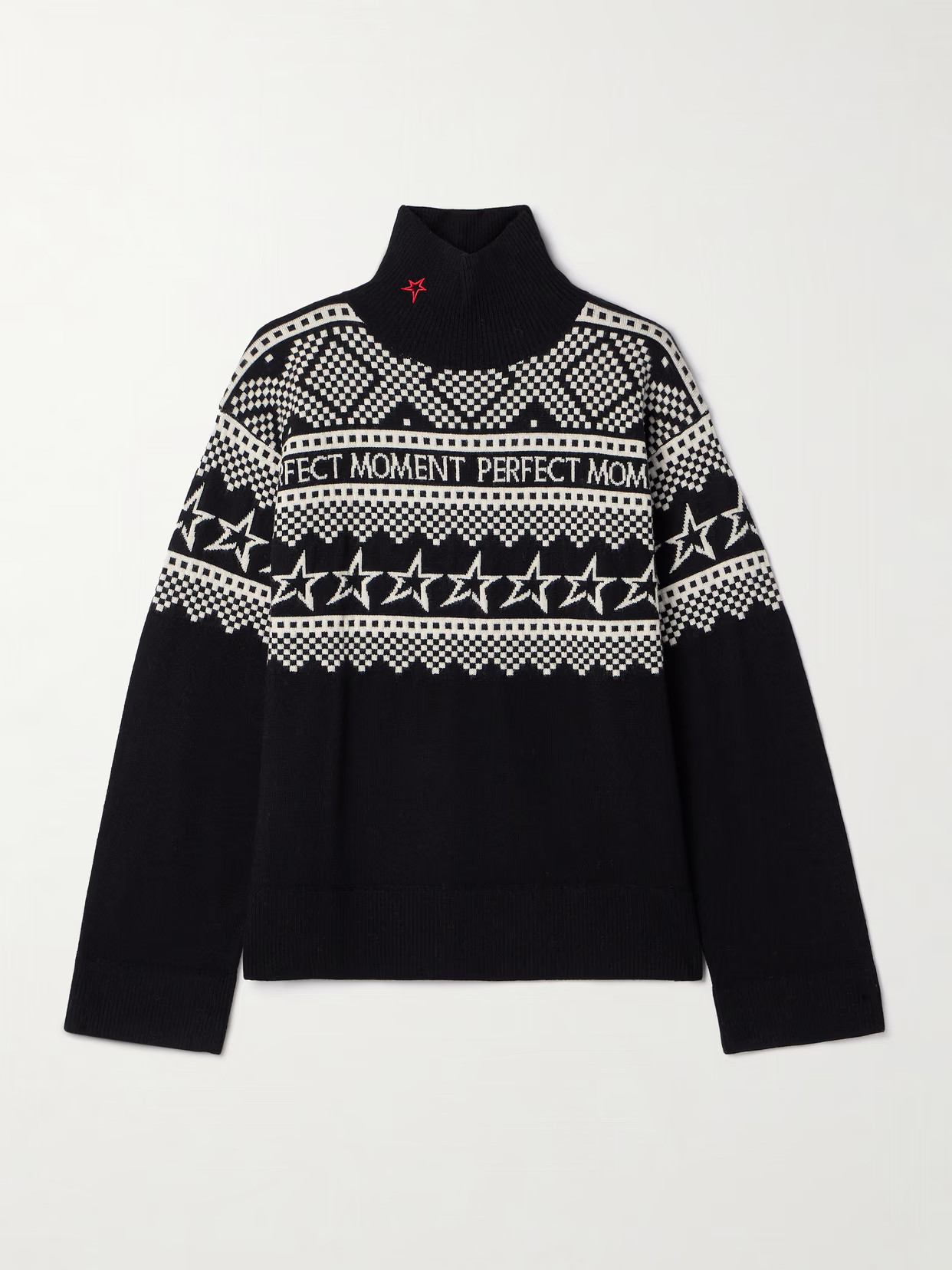 Perfect Moment - Jacquard-knit Merino Wool Turtleneck Sweater - Black | NET-A-PORTER (US)