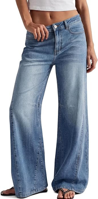 Trendy Queen Women's High Waisted Wide Leg Jeans Barrel Baggy Pants | Amazon (US)