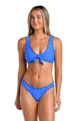 Hobie Women's Standard Ruffle Bralette Bikini Swimsuit Top, Surf//Solids | Amazon (US)