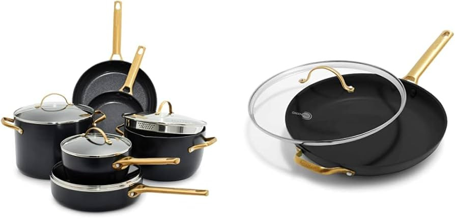 GreenPan Reserve Hard Anodized Healthy Ceramic Nonstick 10 Piece Cookware Pots and Pans Set,Black... | Amazon (US)