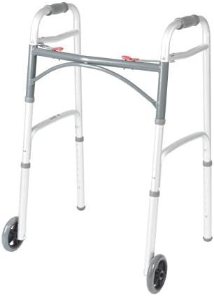 Drive Medical 10210-1 Deluxe 2-Button Folding Walker with Wheels | Amazon (US)