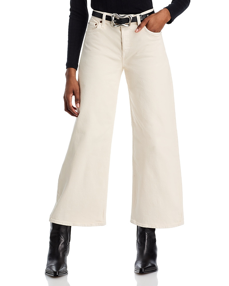 Re/Done Mid Rise Crop Wide Leg Jeans in White | Bloomingdale's (US)