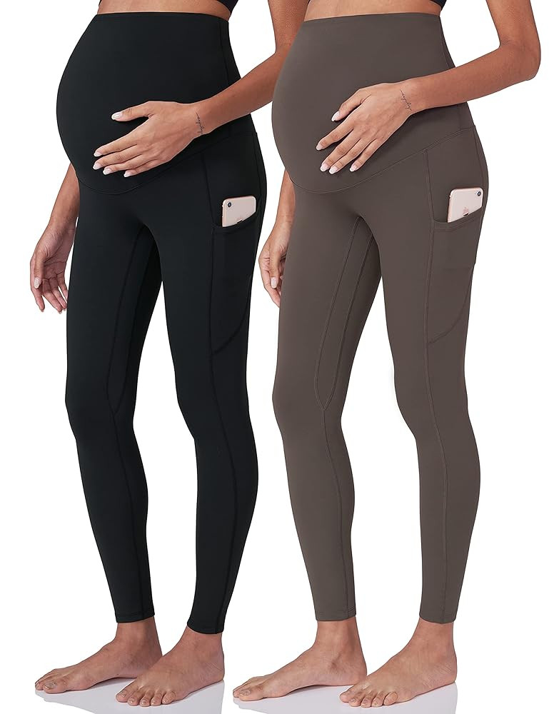 POSHDIVAH Women's Maternity Workout Leggings Over The Belly Pregnancy Yoga Pants with Pockets Sof... | Amazon (US)