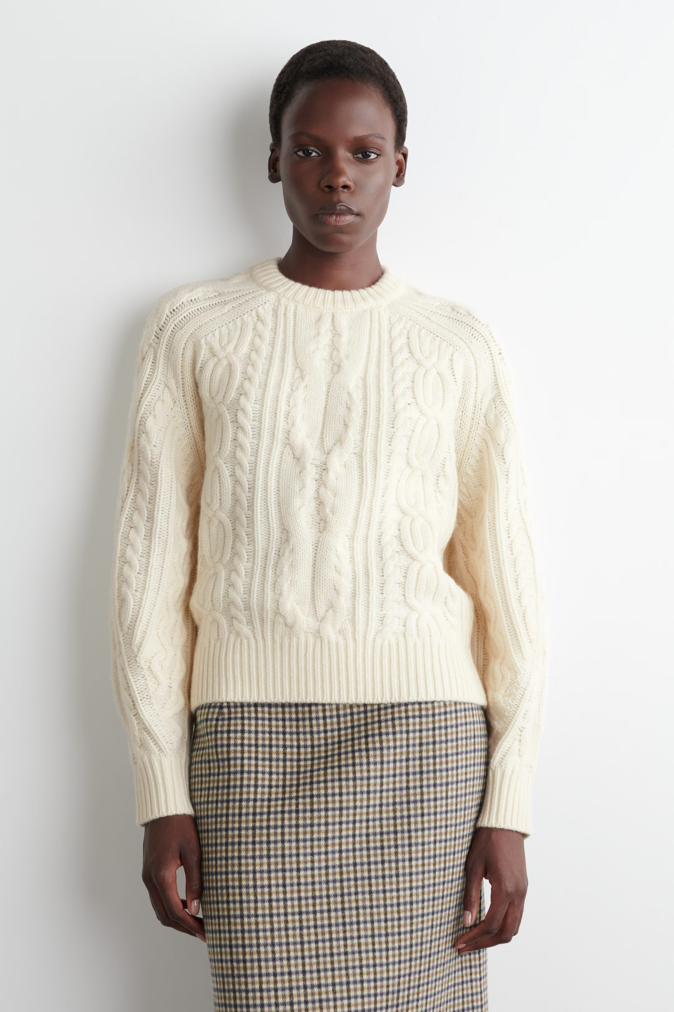 CABLE-KNIT WOOL-CASHMERE JUMPER - CREAM | COS GB | COS UK