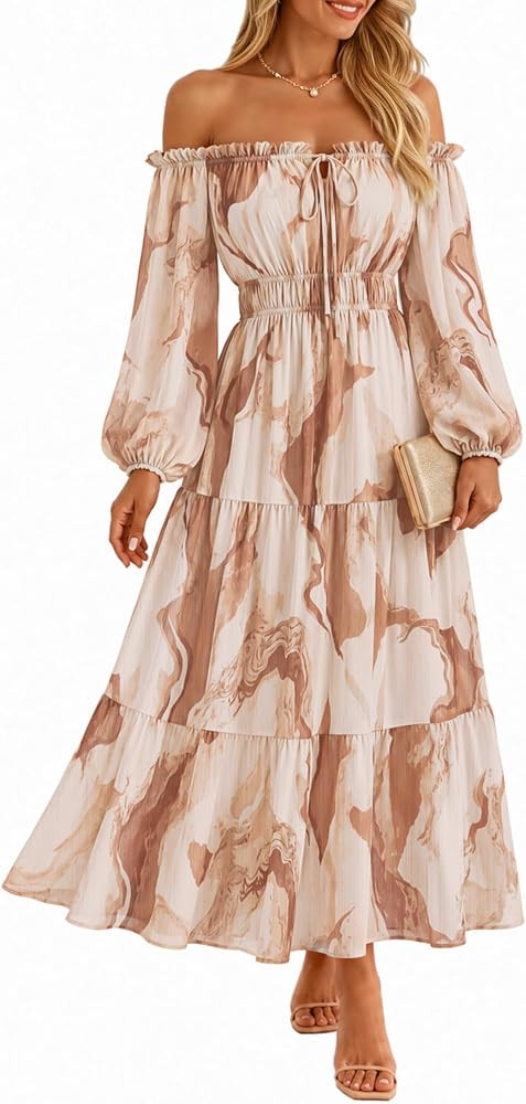 ZESICA Womens 2026 Fall Long Sleeve Floral Maxi Dress | Amazon (US)