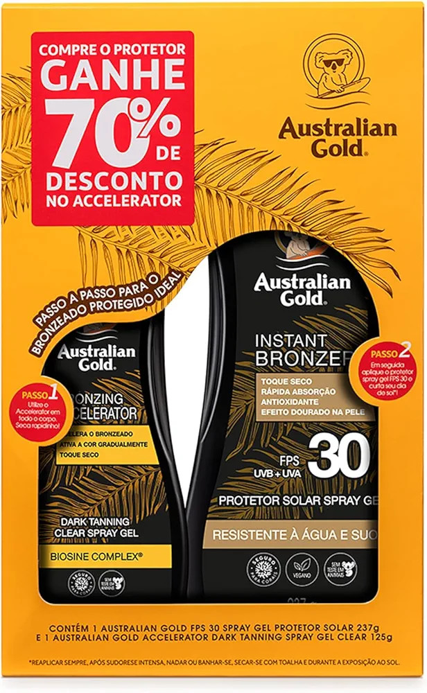 Promopack FPS 30 237ml + Acerador 125ml (70%), Australian Gold | Amazon (BR)