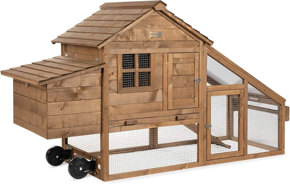Best Choice Products 71in Mobile Fir Wood Chicken Coop Hen House Poultry Cage for 3-5 Hens, Outdo... | Amazon (US)