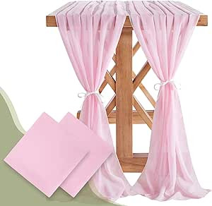 2 Pieces Table Runner Chiffon Bridal Shower Arch Decorative Gauze Table Runner Romantic Table Run... | Amazon (US)