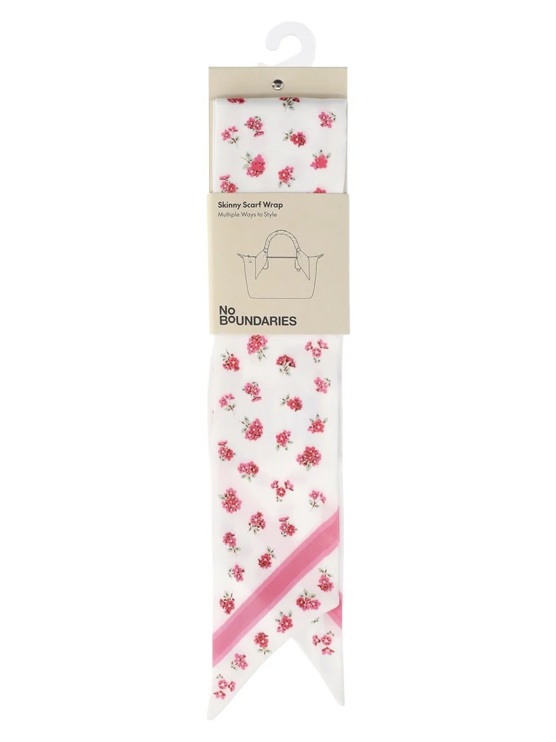 No Boundaries Women's Skinny Scarf Wrap, Pink Jubilee/Just Peach Ditsy | Walmart (US)
