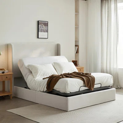 Upholstered Wingback Bed With Adjustable Base, Zero Gravity, Massage, And Smart App Control | Wayfair North America