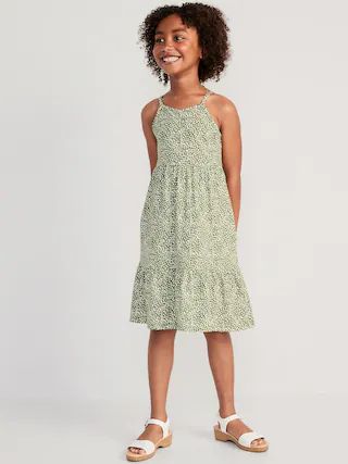 Printed Jersey-Knit Cinch-Front Swing Dress for Girls | Old Navy (US)