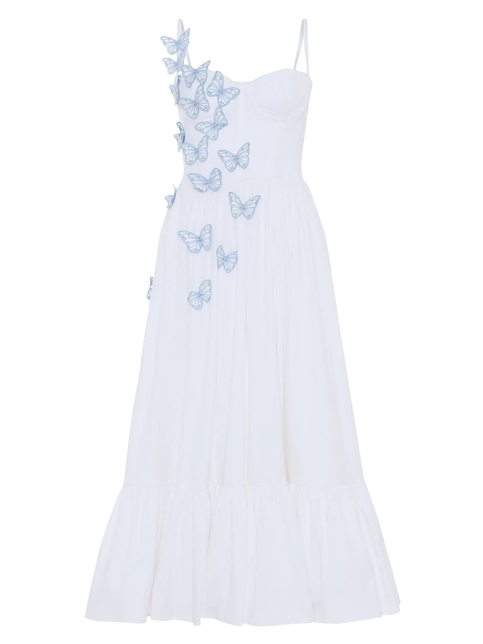 PatBOButterfly Appliqué Cotton Poplin A-Line Midi-Dress | Saks Fifth Avenue
