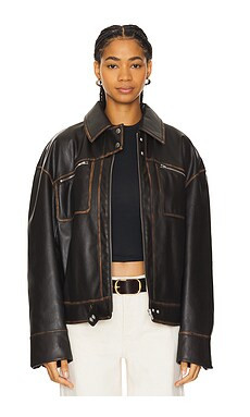 Lovers and Friends Brinley Faux Leather Jacket in Brown from Revolve.com | Revolve Clothing (Global)