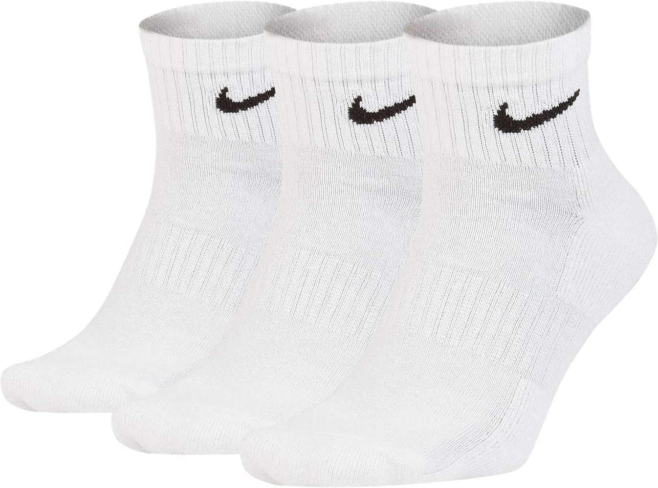 Nike Unisex Everyday Cushion Ankle Training Socks (3 Pair) (White/Black, L) | Amazon (US)
