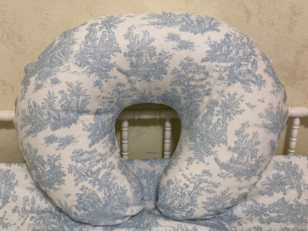 Nursing Pillow Cover, Blue Toile Nursing Pillow Cover, Breastfeeding Pillow Cover - Etsy | Etsy (US)