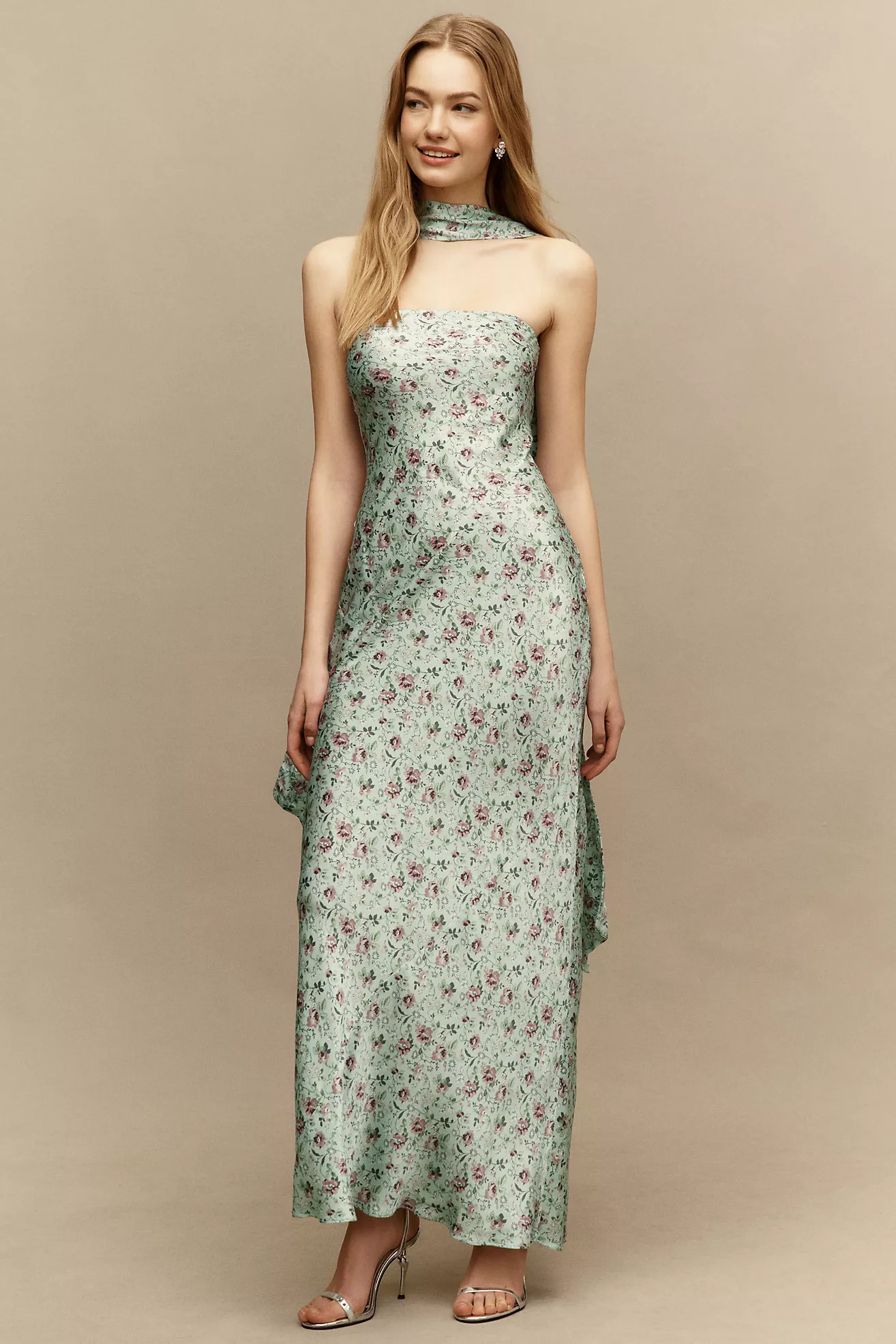 BHLDN Nesta Strapless Satin Scarf Maxi Dress | Anthropologie (US)