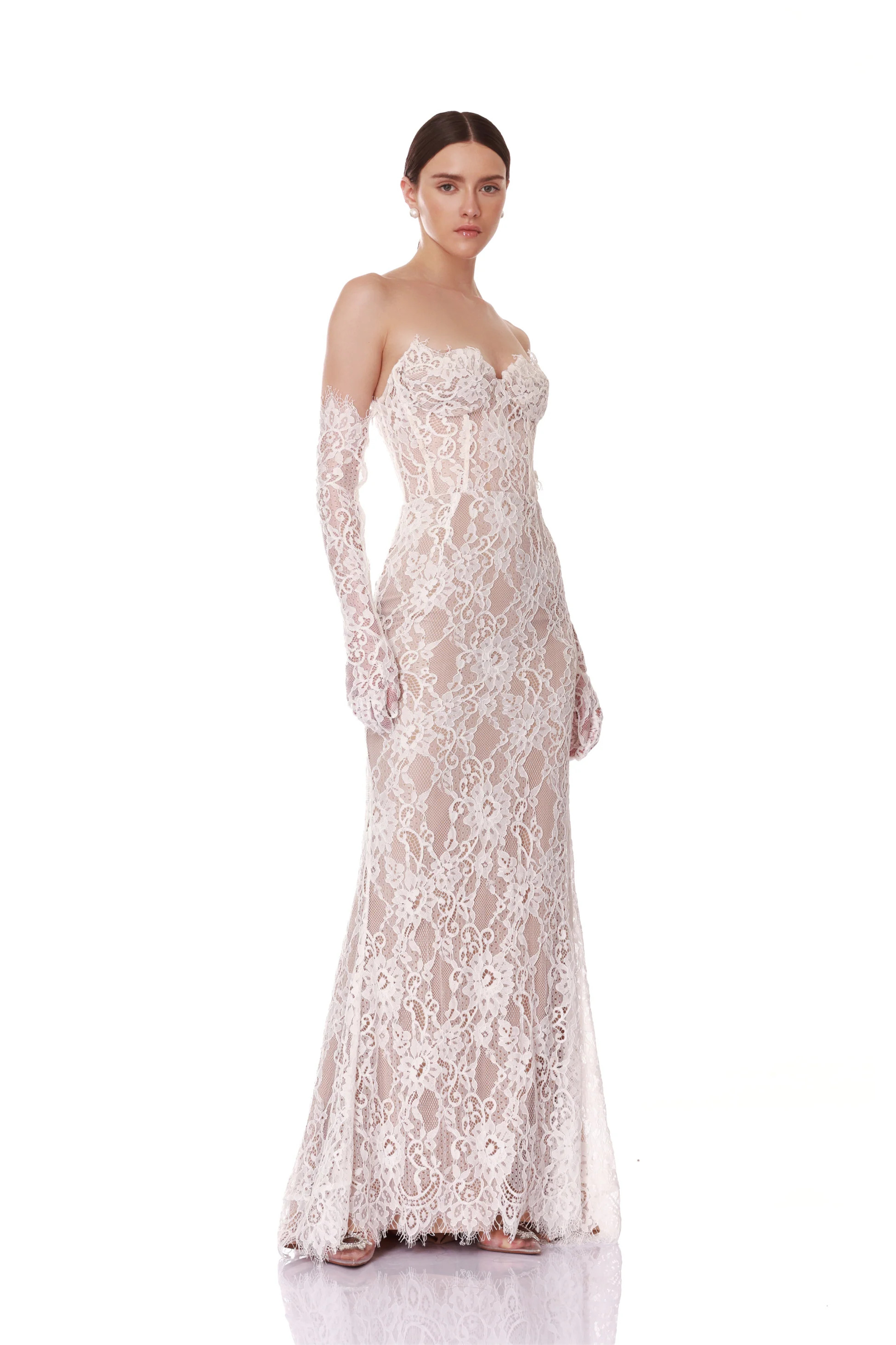 Kiera White Strapless Gown | Bronx and Banco