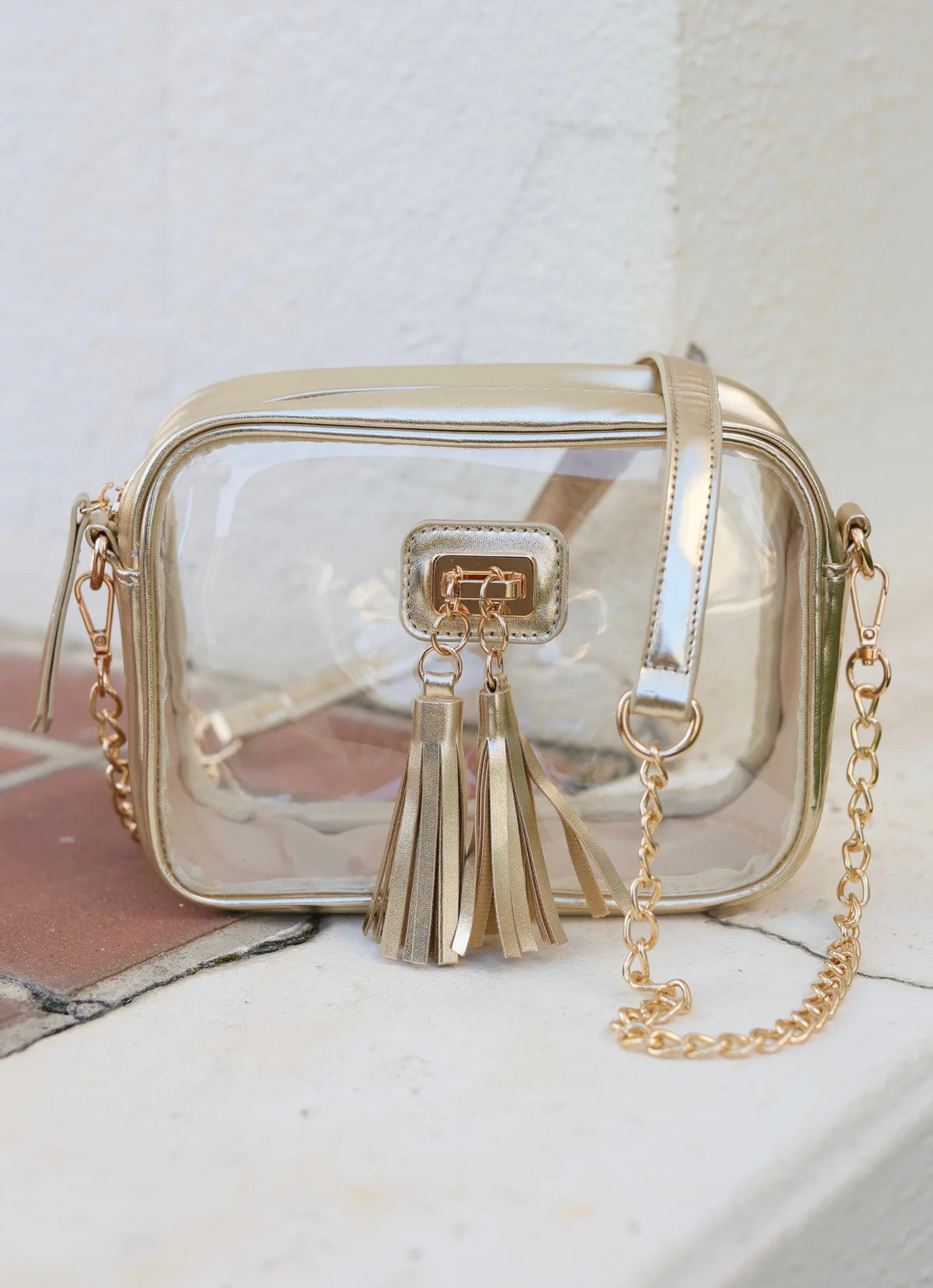 Addison 24K Gold Clear Crossbody | Caroline Hill