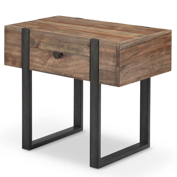 Prescott Modern Reclaimed Wood in Rustic Honey Chairside End Table | Bed Bath & Beyond