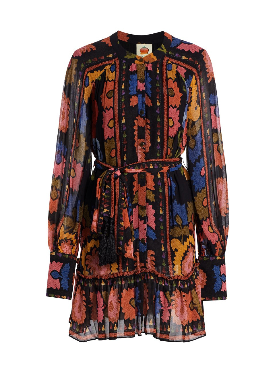 Women's Flowers Tapestry Minidress - Black - Size Large | Saks Fifth Avenue