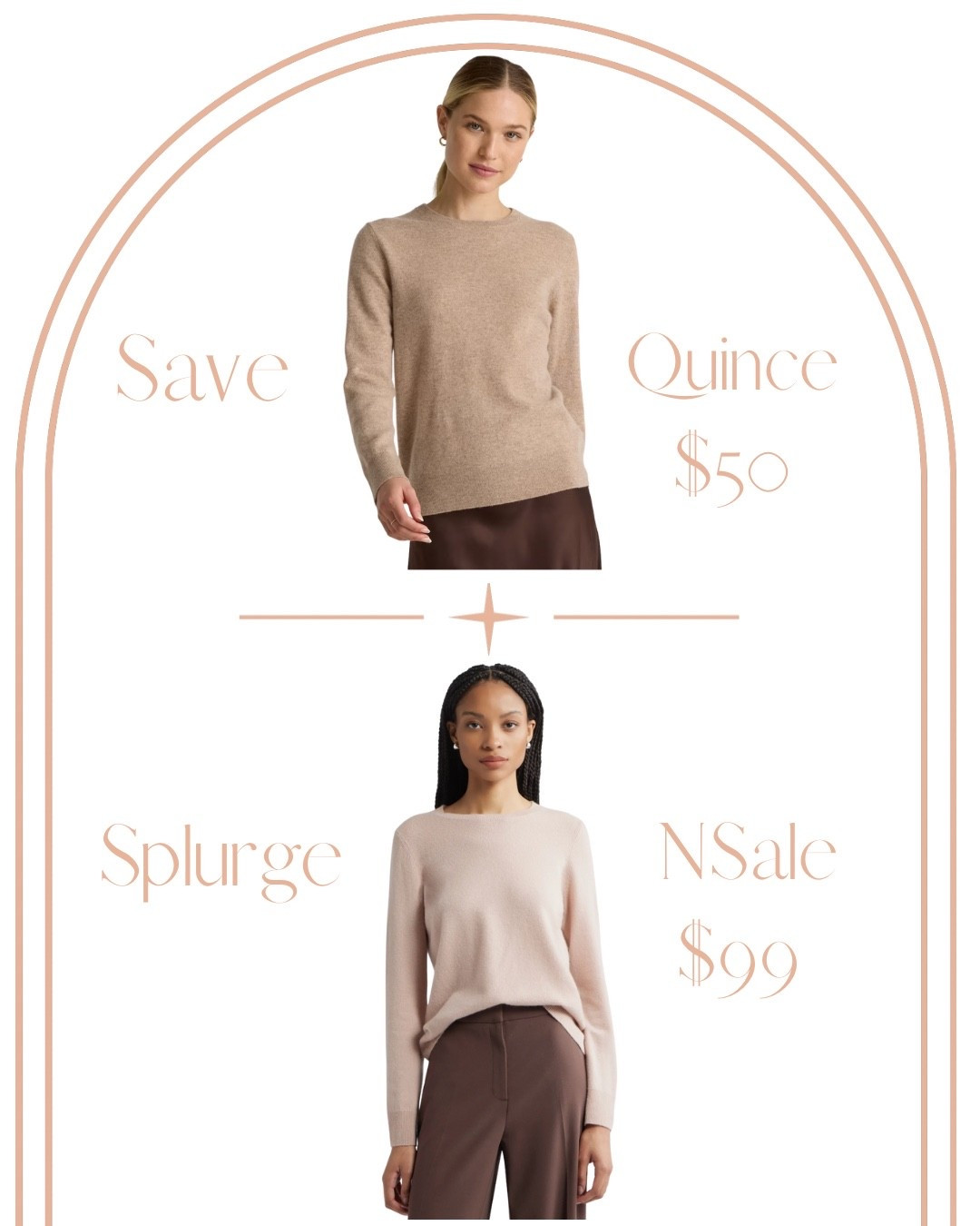 Save vs splurge cashmere sweater on sale during the Nordstrom anniversary sale or one that is half the price all the time? 

#LTKFindsUnder50 #LTKSaleAlert #LTKStyleTip